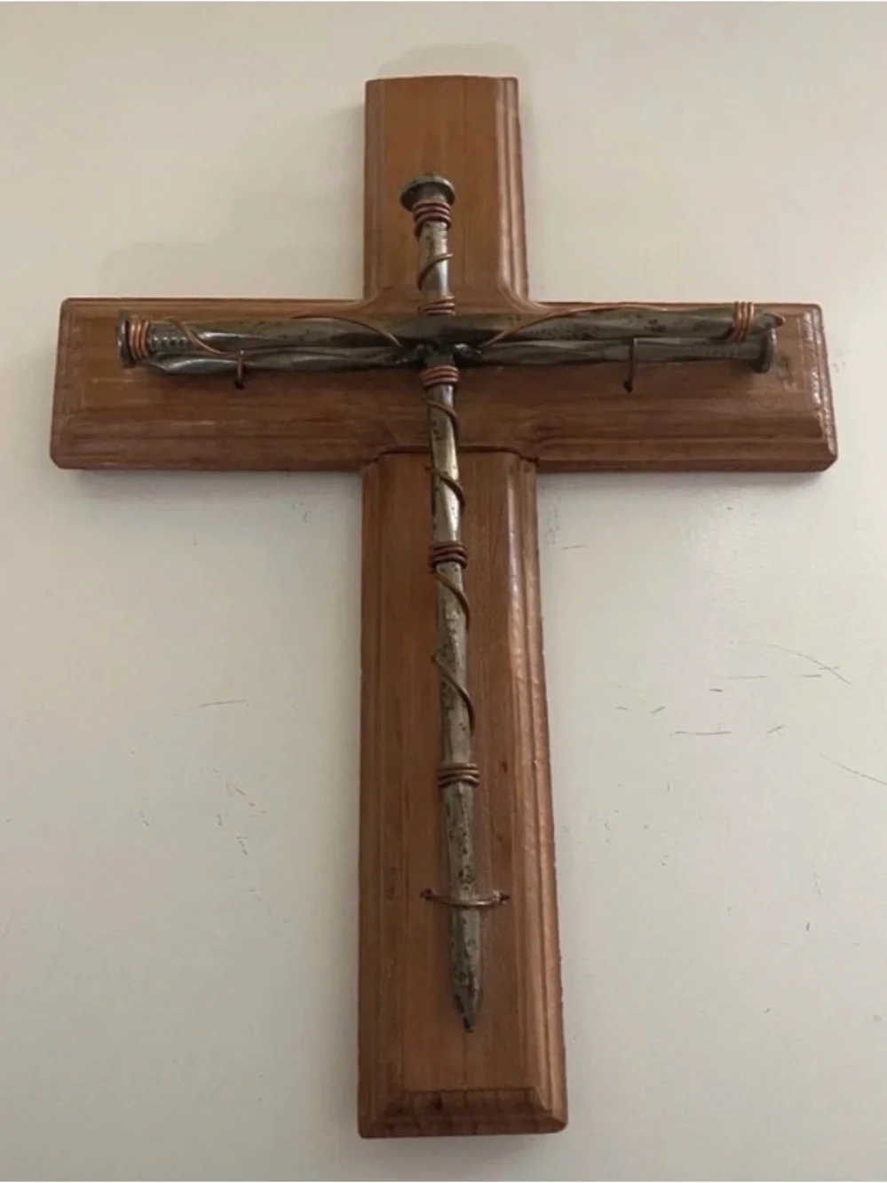 Hand Crafted Brown and Silver Wall Cross